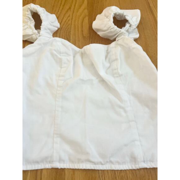 Abercrombie and fitch bubble strap white poplin top size XS corset cropped - Picture 4 of 10